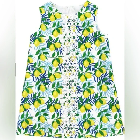 Girls Lemon Print Sleeveless Dress Perfect for a European or Coastal Vacay - Picture 1 of 11